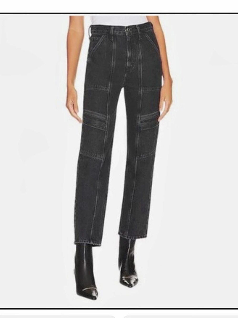 AGOLDE Cooper Cargo Jeans. Panther Black Size 27